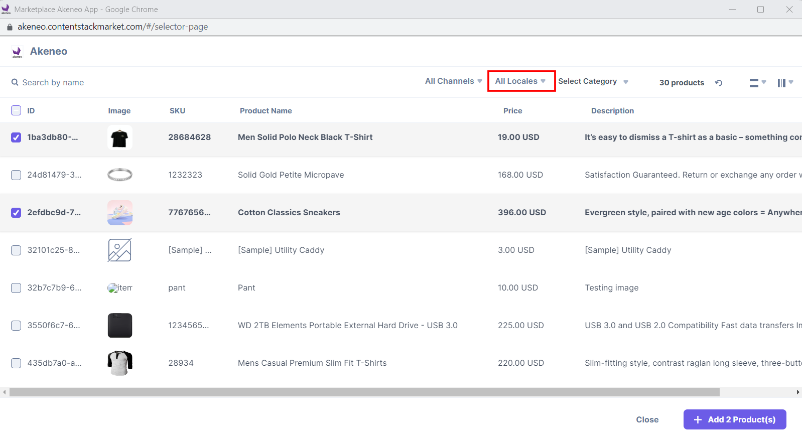Akeneo-Product-Selector-Page-Locale-Filter